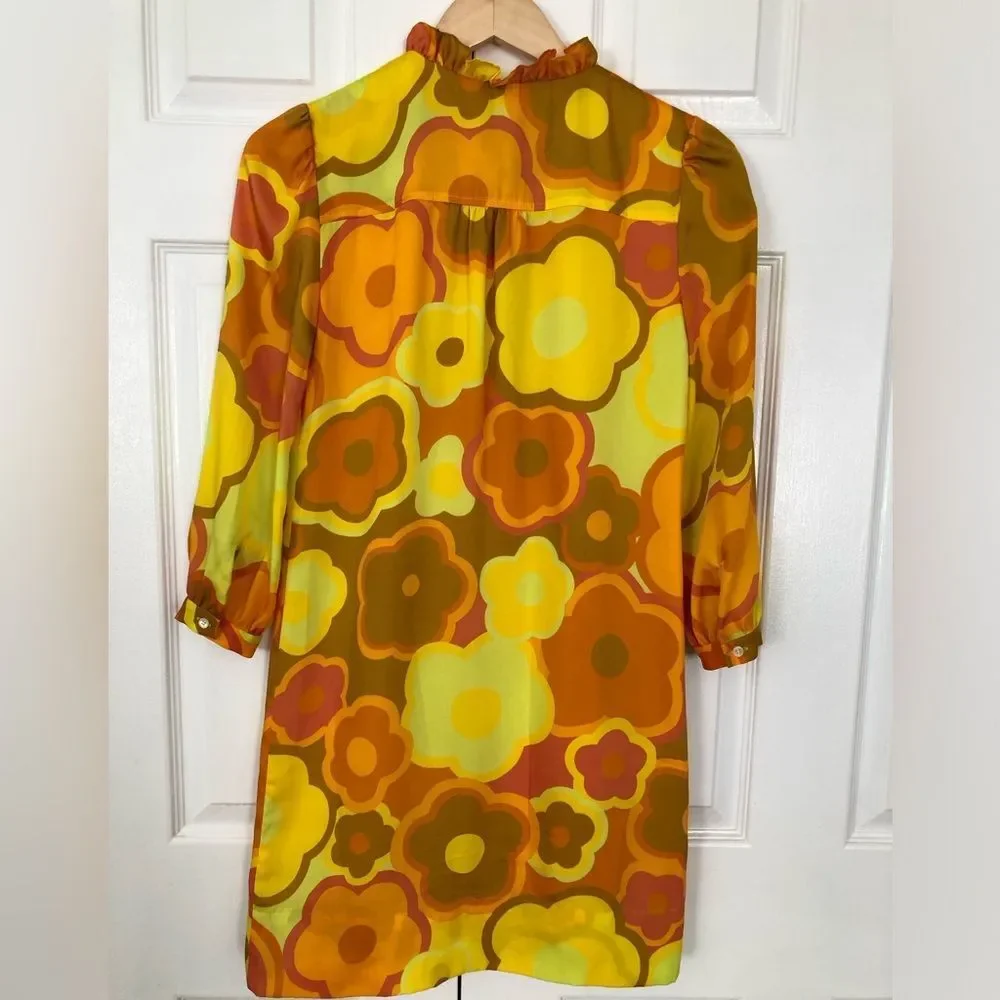 J.Crew Collection Dress Ratti Ruffle Neck Mod Shift Dress Size 00 - Picture 8 of 13